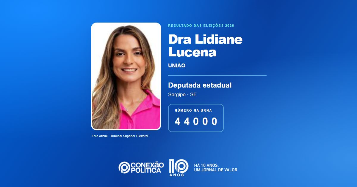 Foto oficial de Deputado Estadual — Eleições 2026: Dra Lidiane Lucena, do UNIÃO, é eleita deputada estadual em SE com 33.935 votos