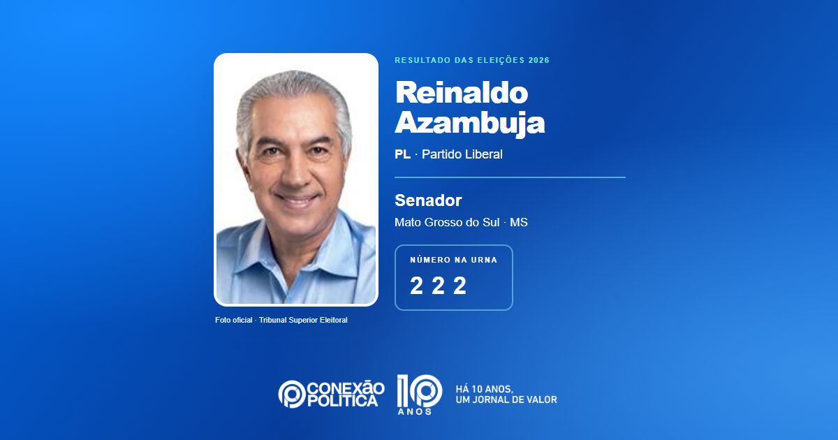Eleições 2026: Reinaldo Azambuja, do PL, é eleito senador em MS com 903.554 votos