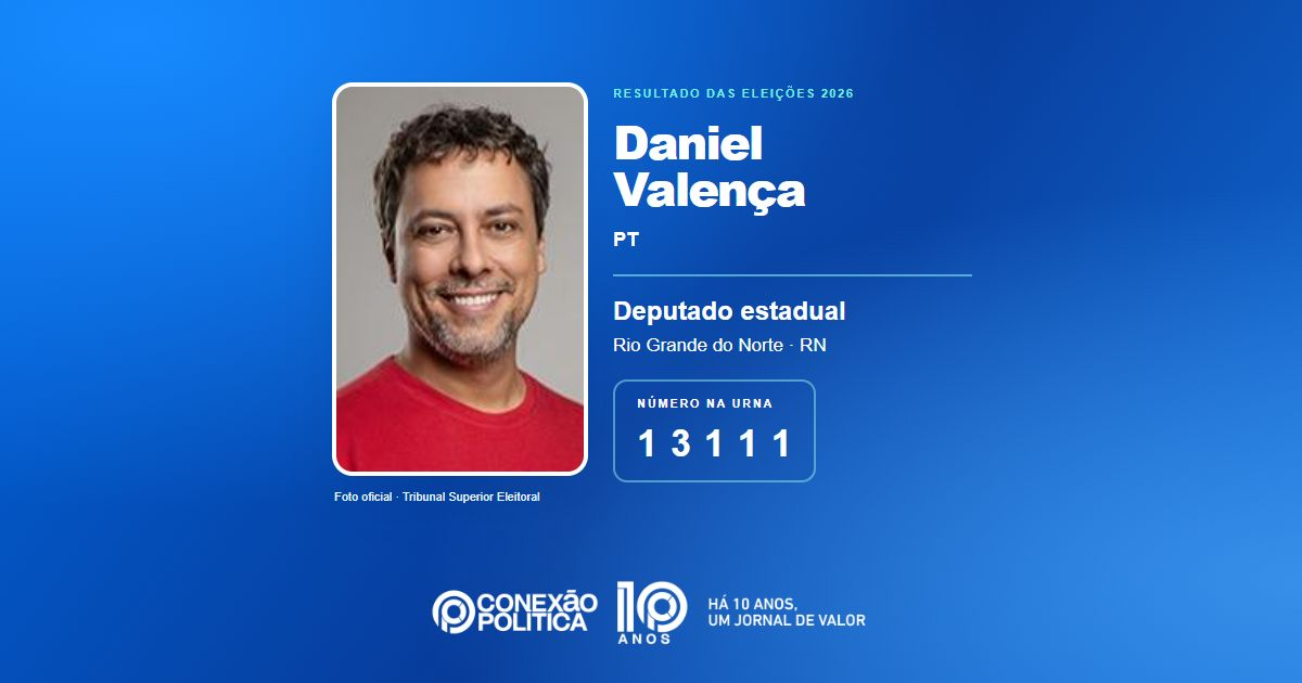 Foto oficial de Deputado Estadual — Eleições 2026: Daniel Valença, do PT, é eleito deputado estadual no RN com 52.099 votos