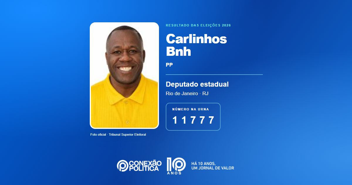 Foto oficial de Deputado Estadual — Eleições 2026: Carlinhos Bnh, do PP, é eleito deputado estadual no RJ com 61.724 votos