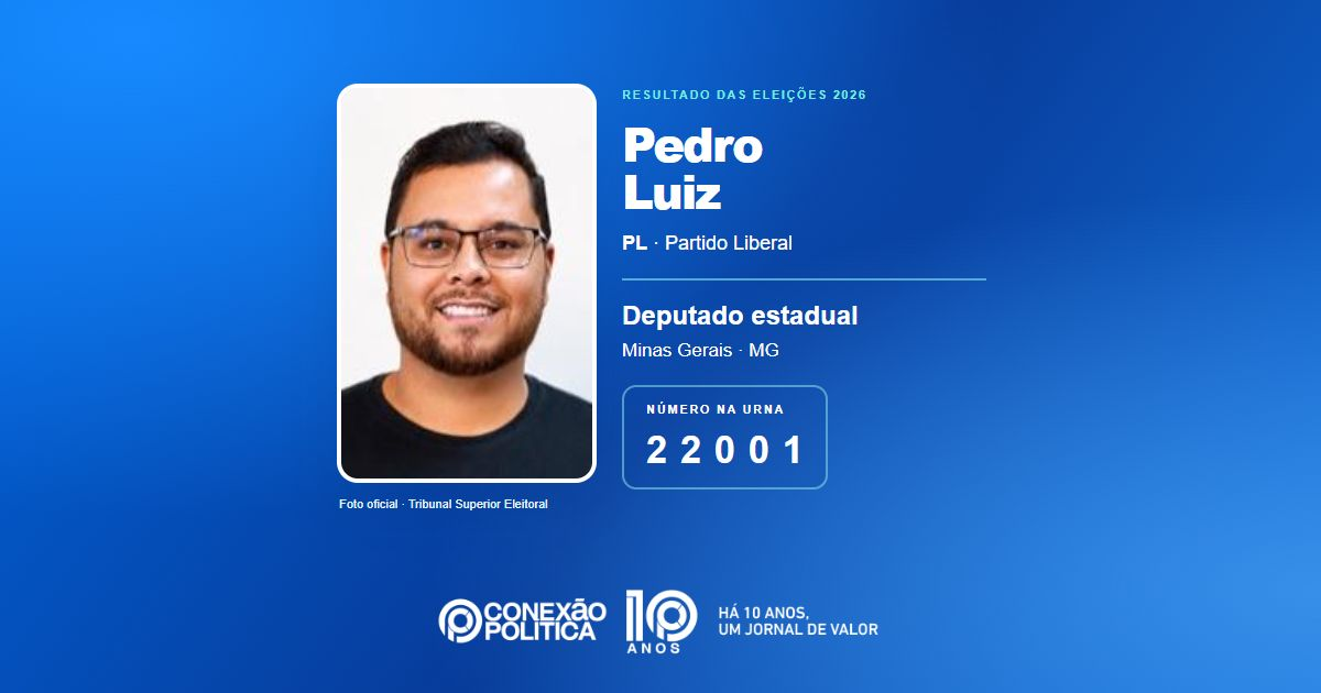 Foto oficial de Deputado Estadual — Eleições 2026: Pedro Luiz, do PL, é eleito deputado estadual em MG com 40.876 votos