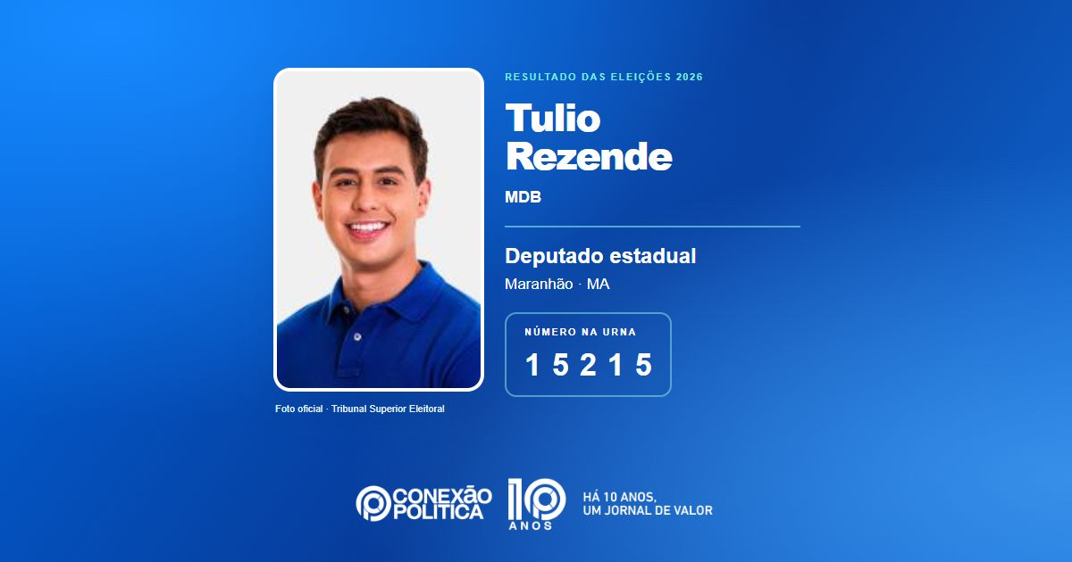 Foto oficial de Deputado Estadual — Eleições 2026: Tulio Rezende, do MDB, é eleito deputado estadual no MA com 50.716 votos