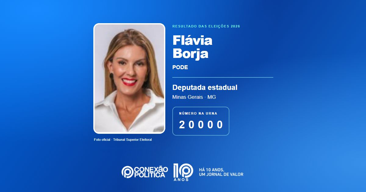 Foto oficial de Deputado Estadual — Eleições 2026: Flávia Borja, do PODE, é eleita deputada estadual em MG com 39.658 votos