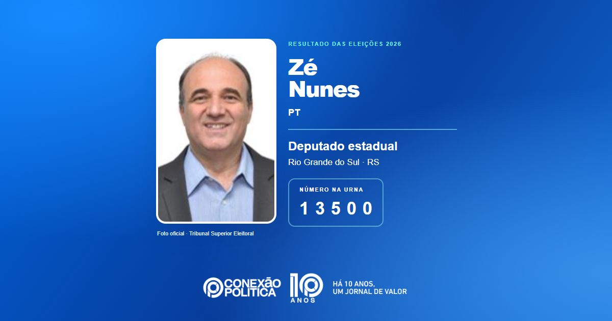 Foto oficial de Deputado Estadual — Eleições 2026: Zé Nunes, do PT, é eleito deputado estadual no RS com 38.726 votos