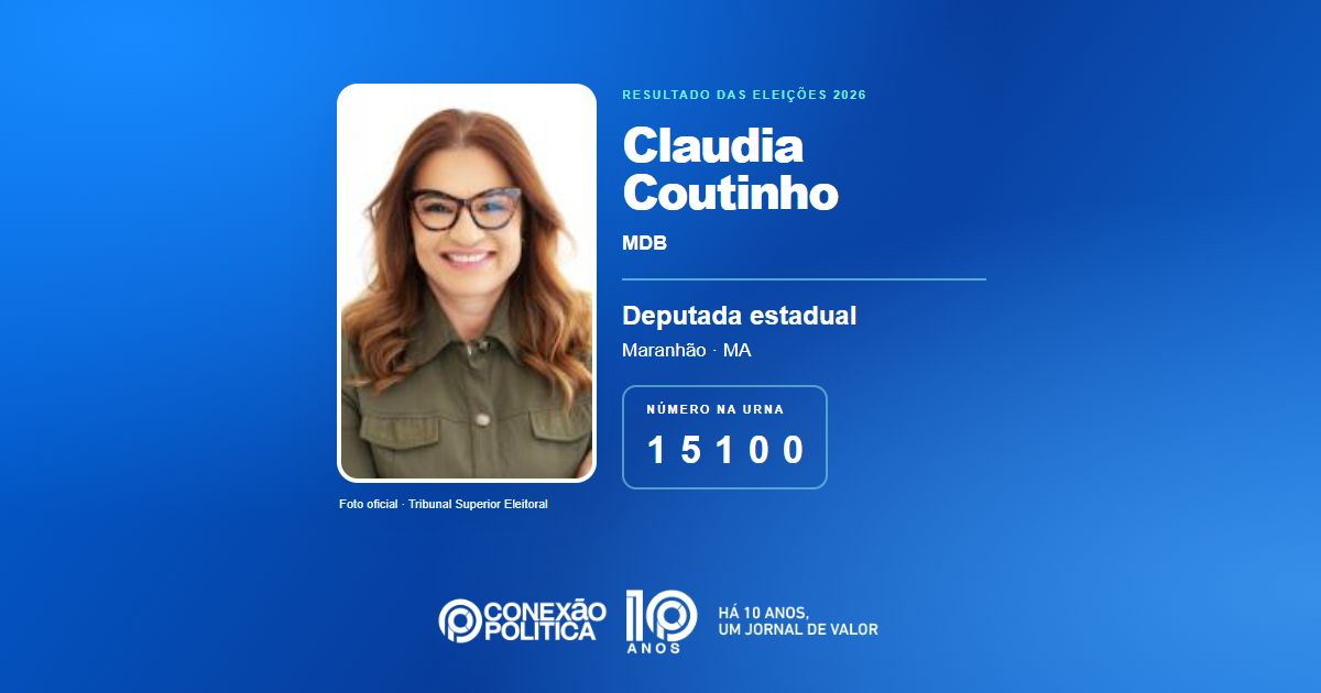 Foto oficial de Deputado Estadual — Eleições 2026: Claudia Coutinho, do MDB, é eleita deputada estadual no MA com 44.914 votos
