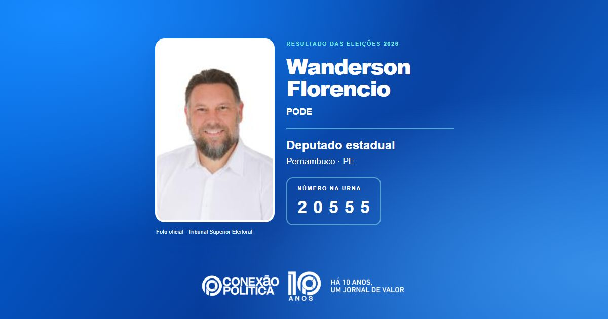 Foto oficial de Deputado Estadual — Eleições 2026: Wanderson Florencio, do PODE, é eleito deputado estadual em PE com 34.556 votos
