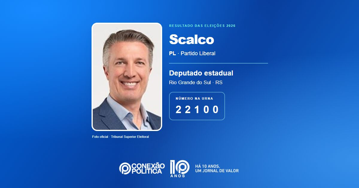 Foto oficial de Deputado Estadual — Eleições 2026: Scalco, do PL, é eleito deputado estadual no RS com 55.570 votos