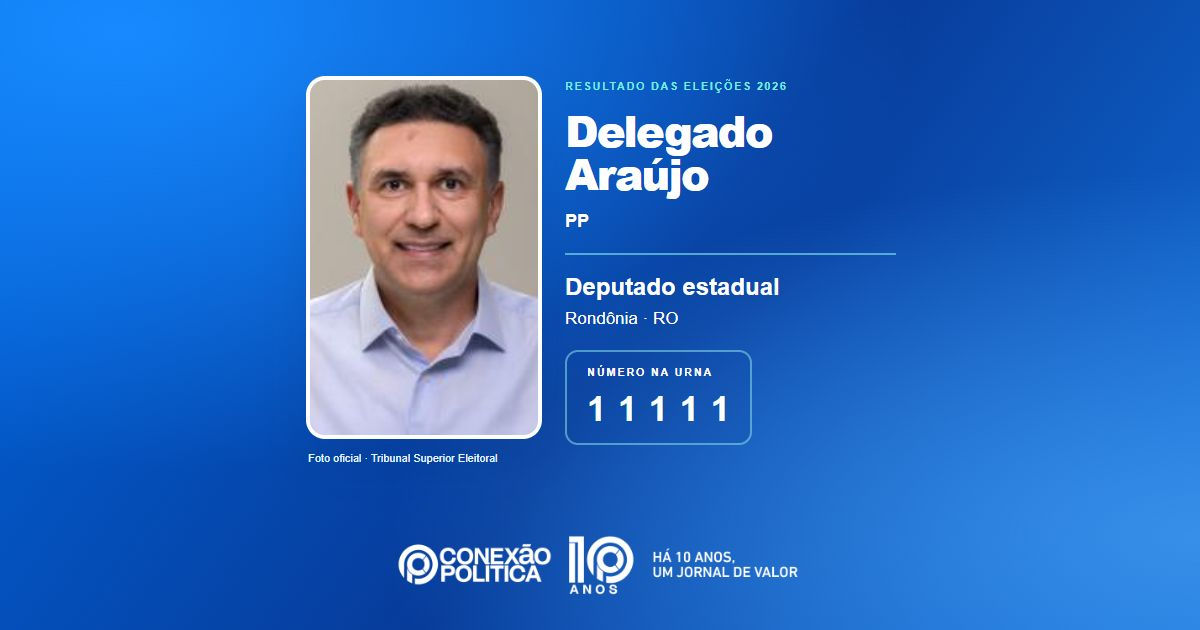Foto oficial de Deputado Estadual — Eleições 2026: Delegado Araújo, do PP, é eleito deputado estadual em RO com 14.796 votos
