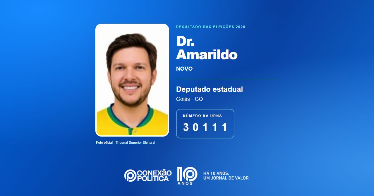 Foto oficial de Deputado Estadual — Eleições 2026: Dr. Amarildo, do NOVO, é eleito deputado estadual em GO com 43.130 votos
