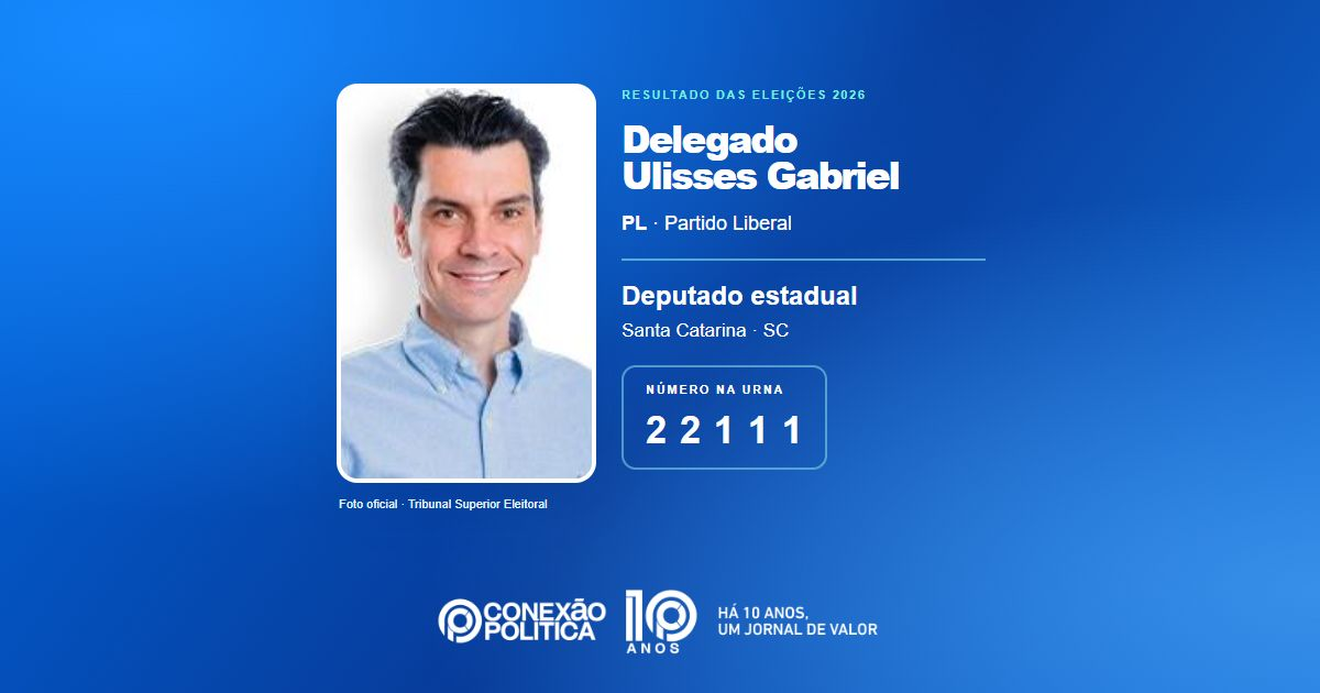 Foto oficial de Deputado Estadual — Eleições 2026: Delegado Ulisses Gabriel, do PL, é eleito deputado estadual em SC com 48.130 votos