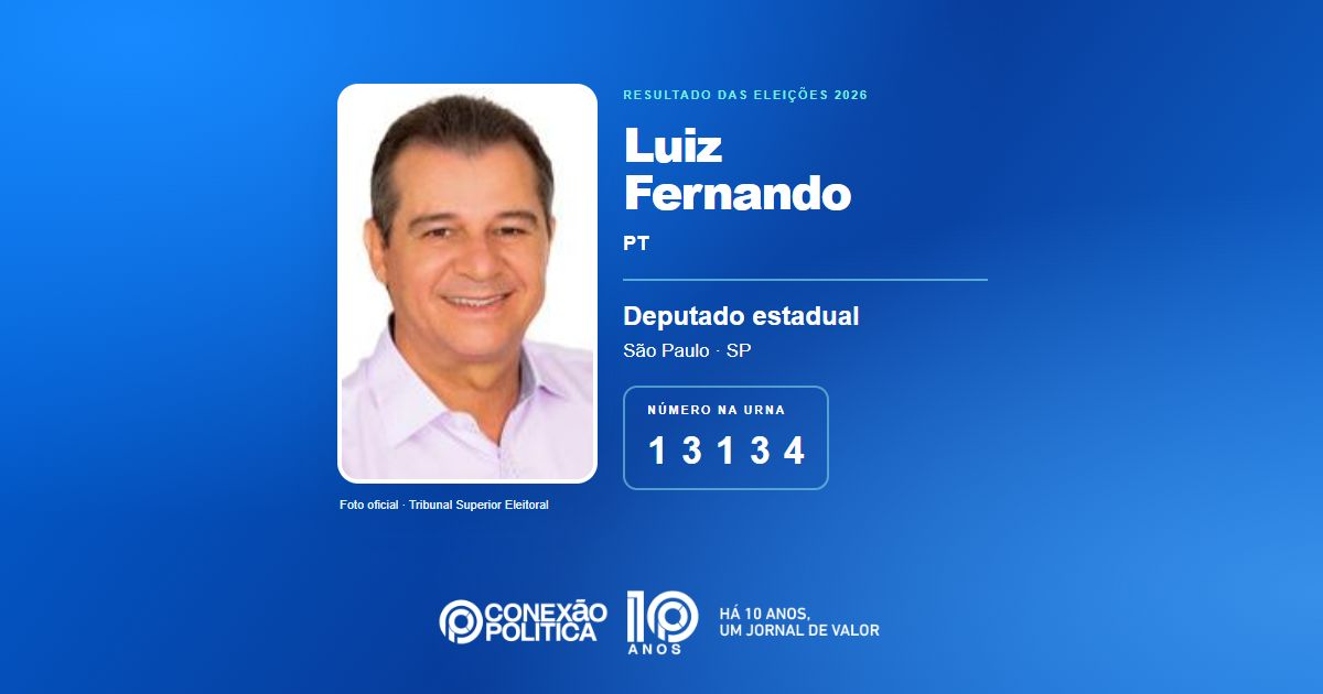 Foto oficial de Deputado Estadual — Eleições 2026: Luiz Fernando, do PT, é eleito deputado estadual em SP com 94.901 votos