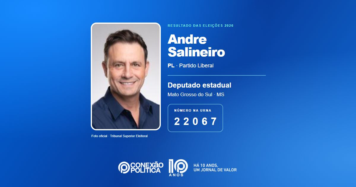 Foto oficial de Deputado Estadual — Eleições 2026: Andre Salineiro, do PL, é eleito deputado estadual em MS com 28.437 votos