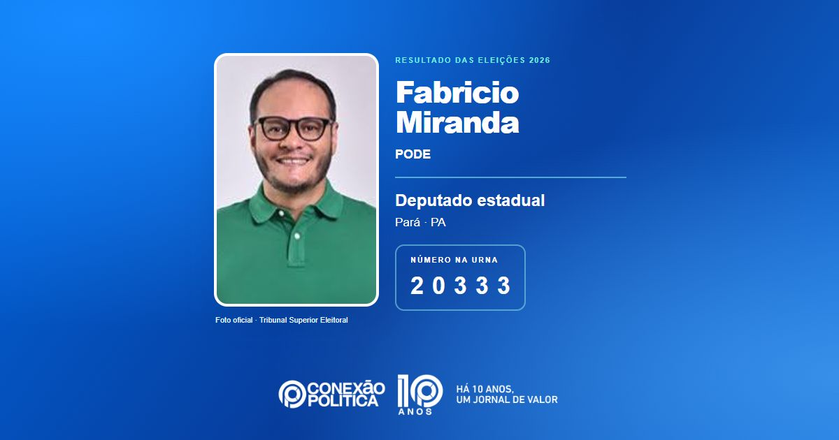 Foto oficial de Deputado Estadual — Eleições 2026: Fabricio Miranda, do PODE, é eleito deputado estadual no PA com 43.931 votos
