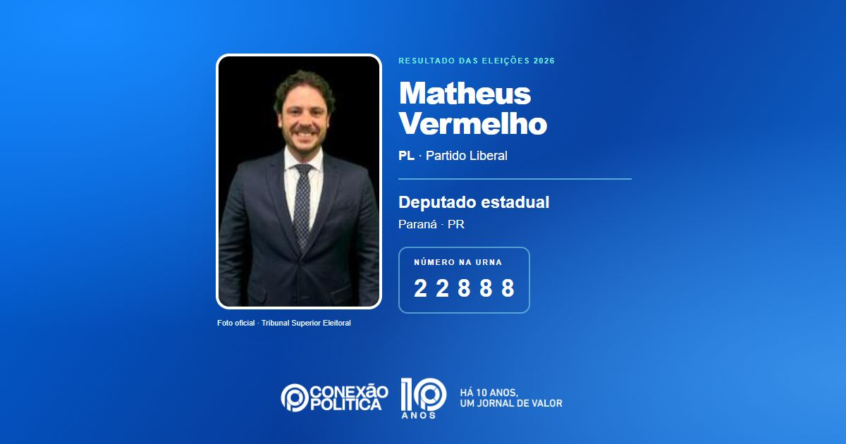 Foto oficial de Deputado Estadual — Eleições 2026: Matheus Vermelho, do PL, é eleito deputado estadual no PR com 51.316 votos