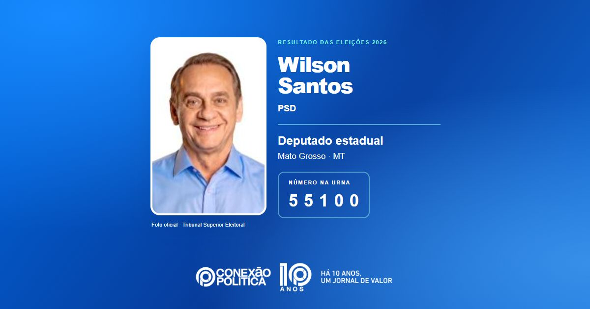 Foto oficial de Deputado Estadual — Eleições 2026: Wilson Santos, do PSD, é eleito deputado estadual em MT com 19.911 votos