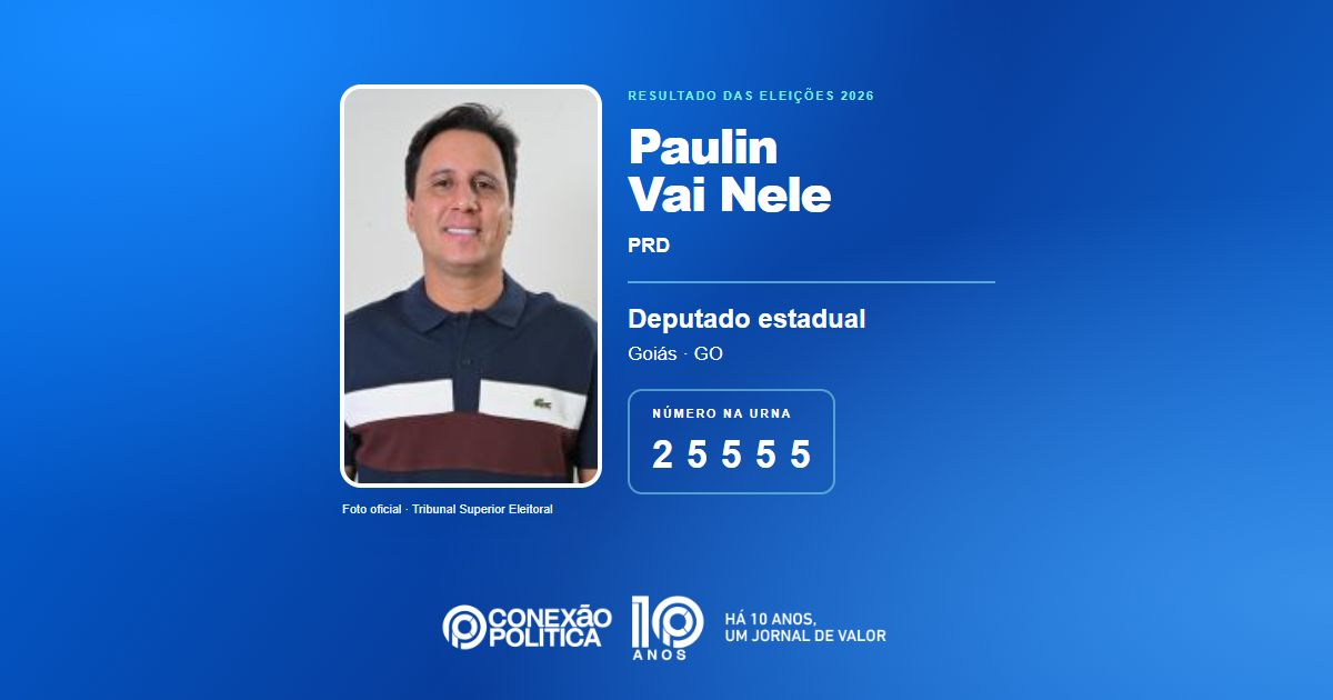 Foto oficial de Deputado Estadual — Eleições 2026: Paulin Vai Nele, do PRD, é eleito deputado estadual em GO com 33.588 votos