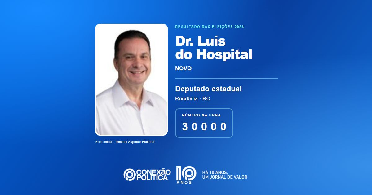 Foto oficial de Deputado Estadual — Eleições 2026: Dr. Luís do Hospital, do NOVO, é eleito deputado estadual em RO com 20.718 votos