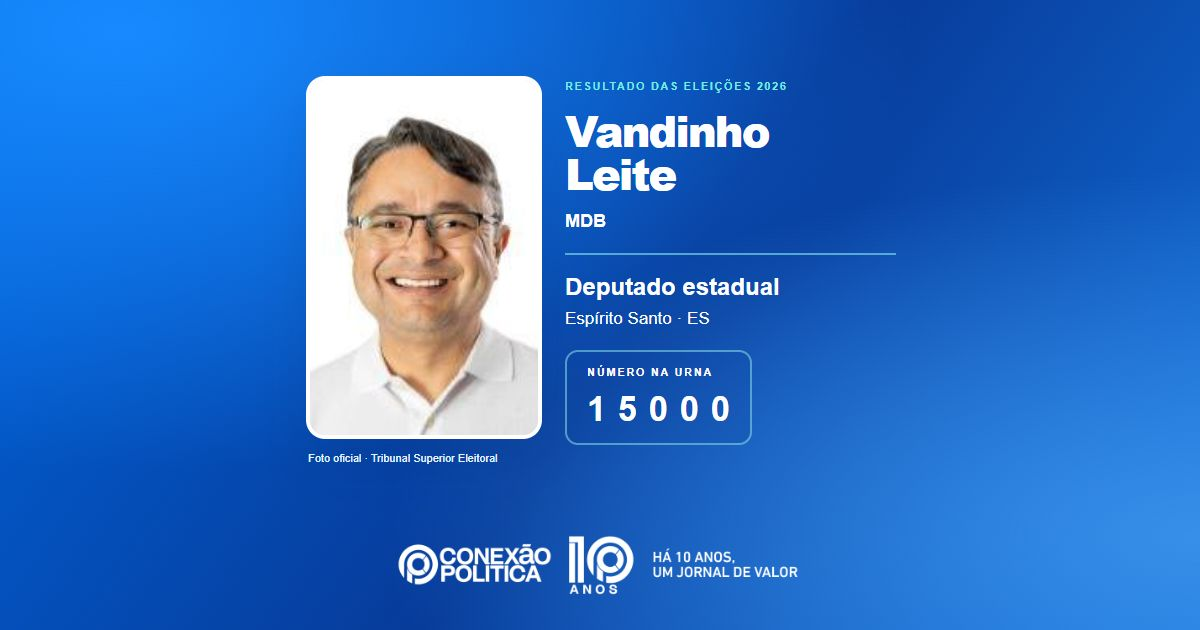 Foto oficial de Deputado Estadual — Eleições 2026: Vandinho Leite, do MDB, é eleito deputado estadual no ES com 41.670 votos