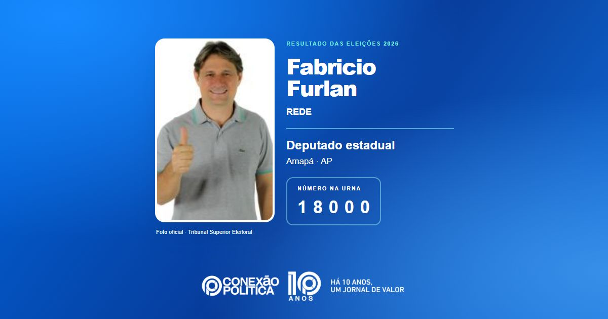 Foto oficial de Deputado Estadual — Eleições 2026: Fabricio Furlan, do REDE, é eleito deputado estadual no AP com 6.999 votos