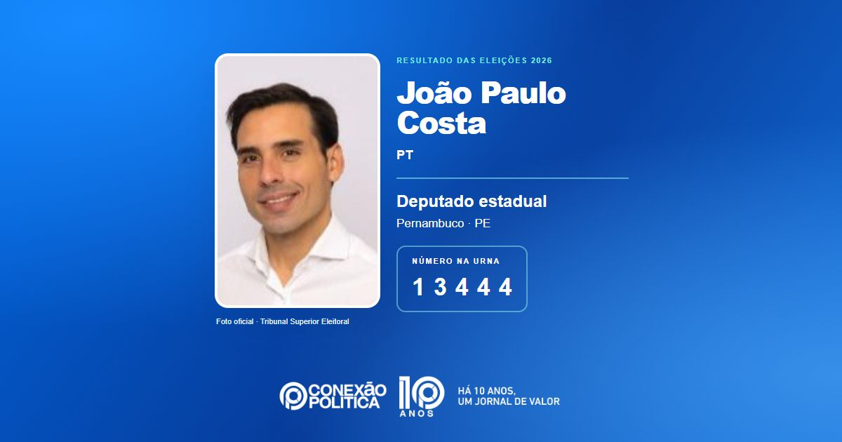 Foto oficial de Deputado Estadual — Eleições 2026: João Paulo Costa, do PT, é eleito deputado estadual em PE com 54.256 votos
