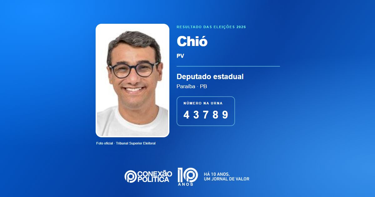Foto oficial de Deputado Estadual — Eleições 2026: Chió, do PV, é eleito deputado estadual na PB com 27.228 votos