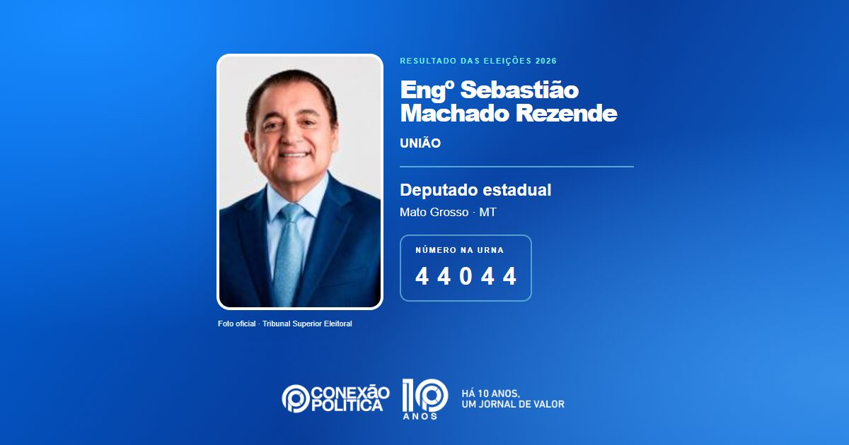 Foto oficial de Deputado Estadual — Eleições 2026: Engº Sebastião Machado Rezende, do UNIÃO, é eleito deputado estadual em MT com 32.108 votos