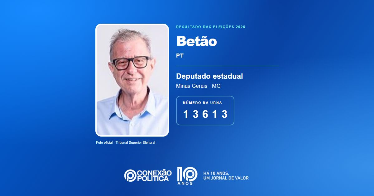 Foto oficial de Deputado Estadual — Eleições 2026: Betão, do PT, é eleito deputado estadual em MG com 61.835 votos