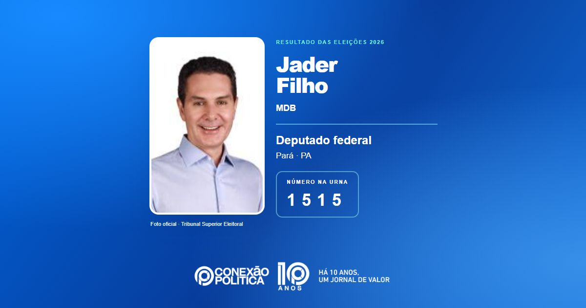 Foto oficial de Deputado Federal — Eleições 2026: Jader Filho, do MDB, é eleito deputado federal no PA com 326.617 votos