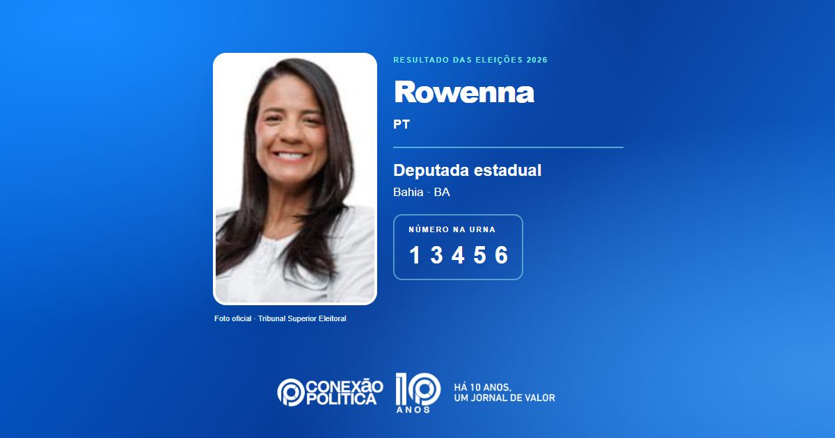 Foto oficial de Deputado Estadual — Eleições 2026: Rowenna, do PT, é eleita deputada estadual na BA com 137.266 votos