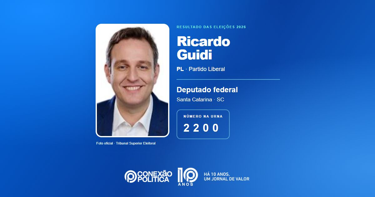 Foto oficial de Deputado Federal — Eleições 2026: Ricardo Guidi, do PL, é eleito deputado federal em SC com 78.698 votos