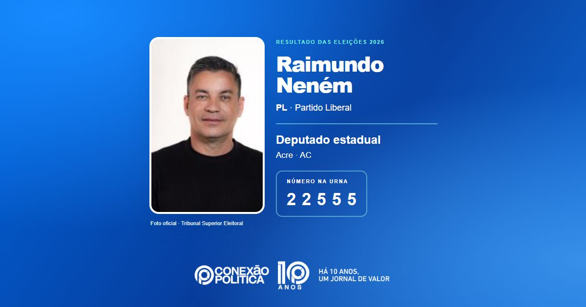Foto oficial de Deputado Estadual — Eleições 2026: Raimundo Neném, do PL, é eleito deputado estadual no AC com 8.069 votos