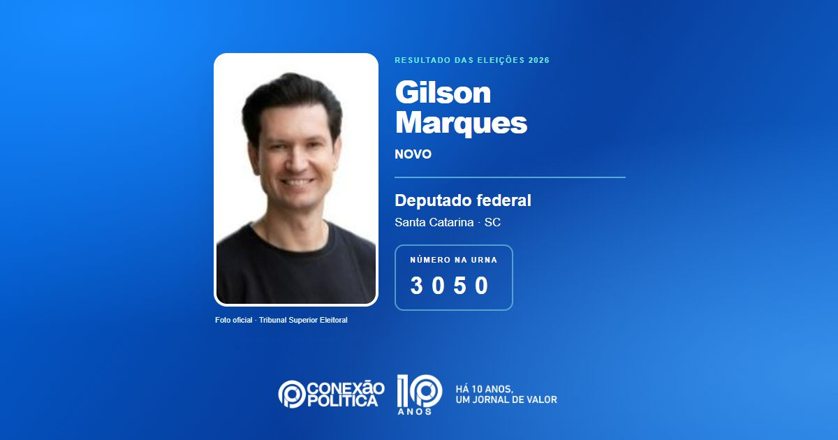 Foto oficial de Deputado Federal — Eleições 2026: Gilson Marques, do NOVO, é eleito deputado federal em SC com 117.197 votos