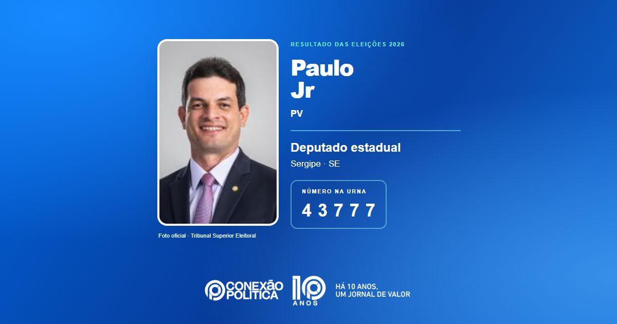 Foto oficial de Deputado Estadual — Eleições 2026: Paulo Jr, do PV, é eleito deputado estadual em SE com 31.195 votos