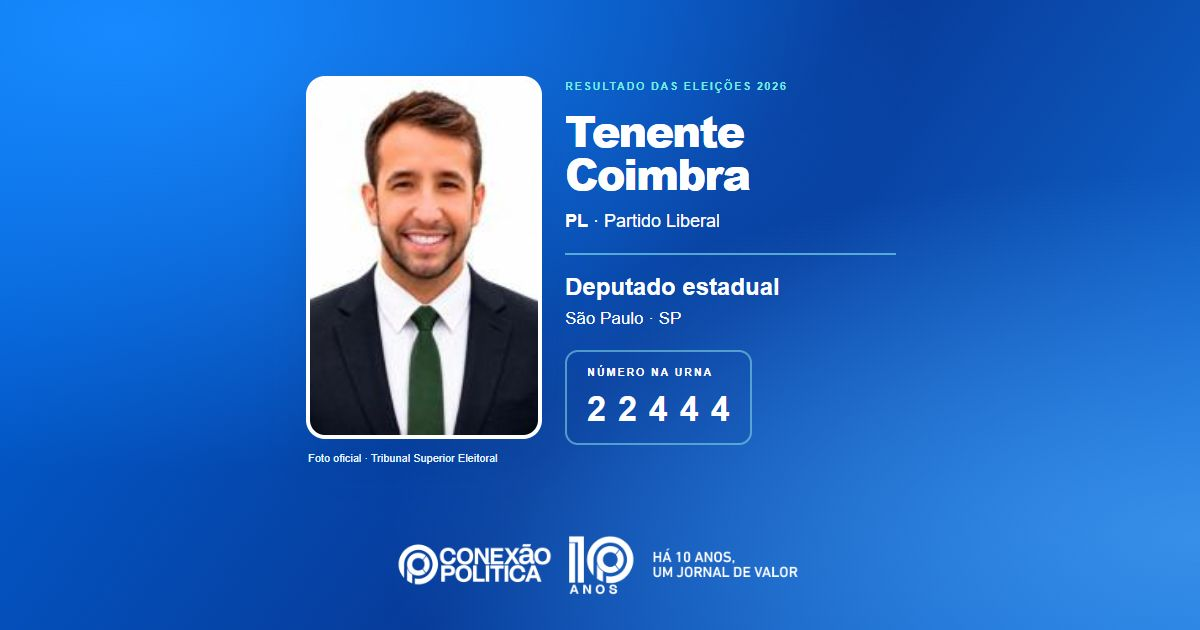 Foto oficial de Deputado Estadual — Eleições 2026: Tenente Coimbra, do PL, é eleito deputado estadual em SP com 198.342 votos