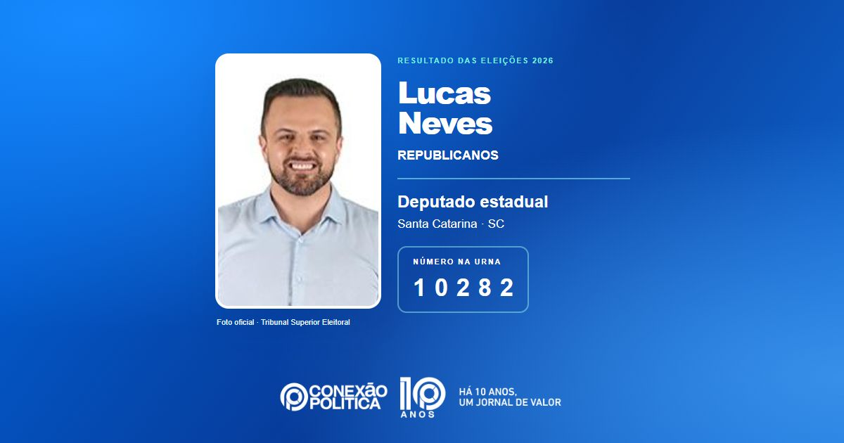 Foto oficial de Deputado Estadual — Eleições 2026: Lucas Neves, do REPUBLICANOS, é eleito deputado estadual em SC com 82.706 votos