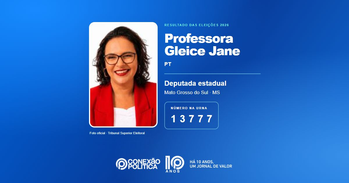 Foto oficial de Deputado Estadual — Eleições 2026: Professora Gleice Jane, do PT, é eleita deputada estadual em MS com 29.844 votos