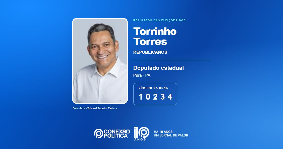 Foto oficial de Deputado Estadual — Eleições 2026: Torrinho Torres, do REPUBLICANOS, é eleito deputado estadual no PA com 46.238 votos
