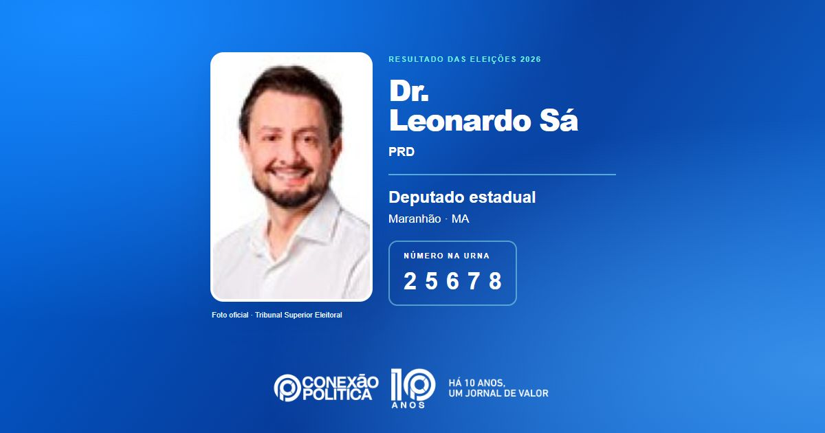 Foto oficial de Deputado Estadual — Eleições 2026: Dr. Leonardo Sá, do PRD, é eleito deputado estadual no MA com 30.876 votos