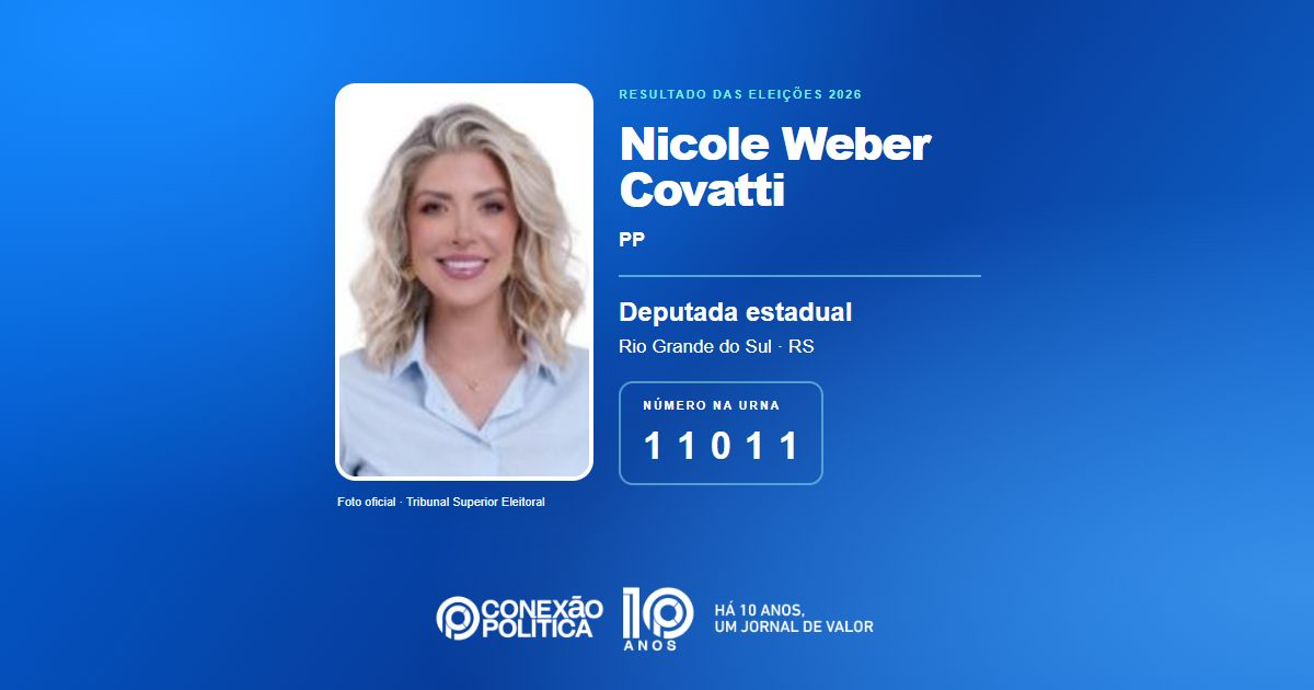 Foto oficial de Deputado Estadual — Eleições 2026: Nicole Weber Covatti, do PP, é eleita deputada estadual no RS com 43.239 votos