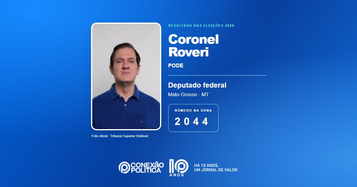Foto oficial de Deputado Federal — Eleições 2026: Coronel Roveri, do PODE, é eleito deputado federal em MT com 47.195 votos