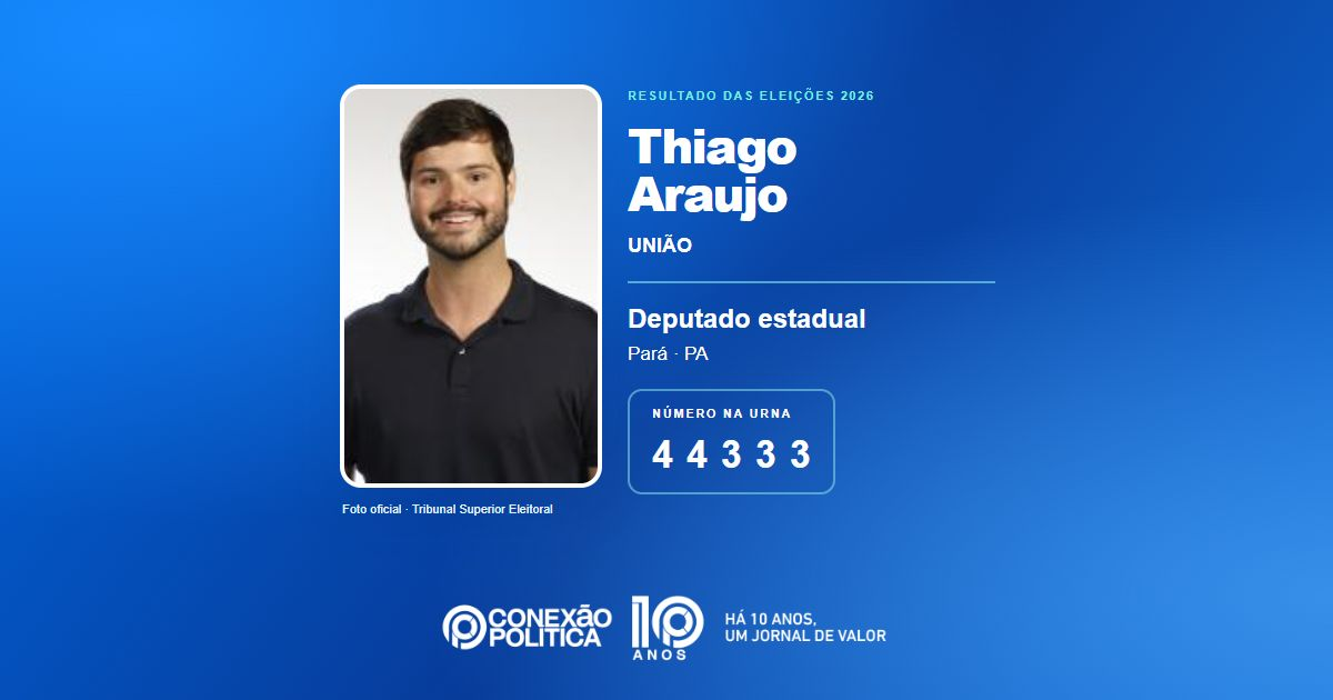 Foto oficial de Deputado Estadual — Eleições 2026: Thiago Araujo, do UNIÃO, é eleito deputado estadual no PA com 85.233 votos
