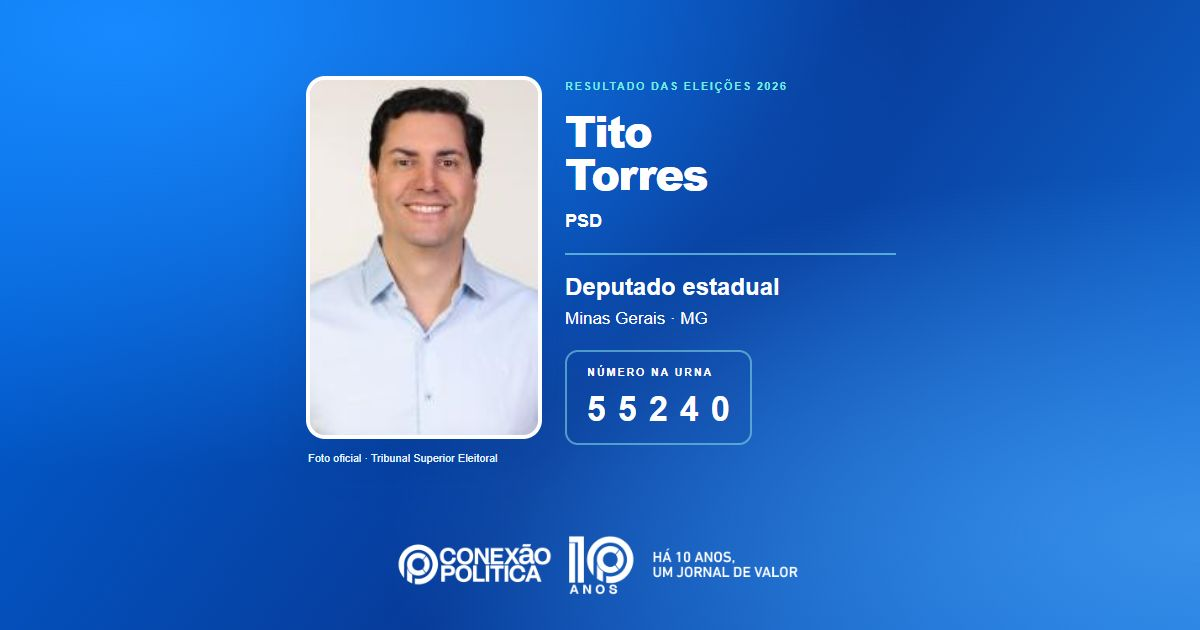 Foto oficial de Deputado Estadual — Eleições 2026: Tito Torres, do PSD, é eleito deputado estadual em MG com 72.256 votos