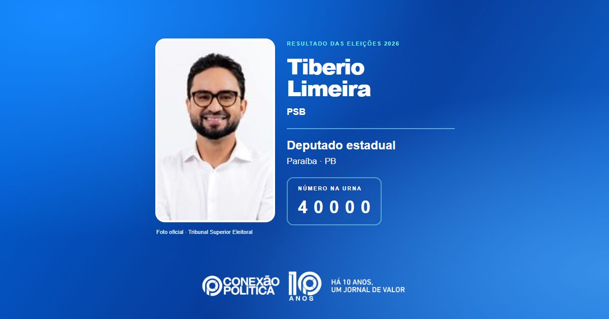Foto oficial de Deputado Estadual — Eleições 2026: Tiberio Limeira, do PSB, é eleito deputado estadual na PB com 46.732 votos