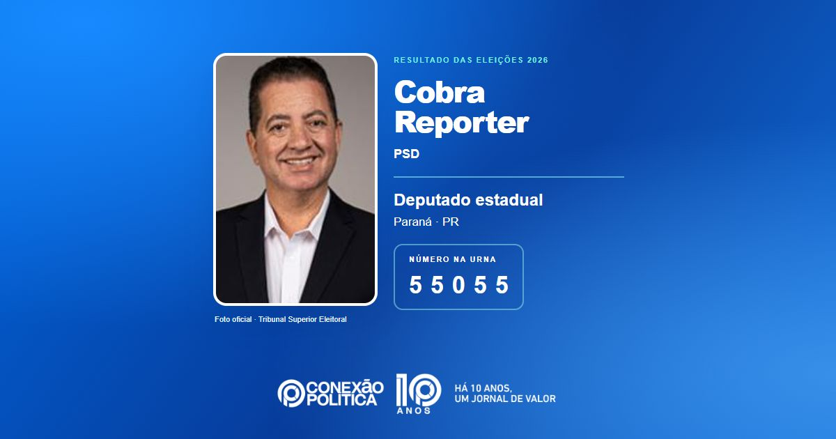 Foto oficial de Deputado Estadual — Eleições 2026: Cobra Reporter, do PSD, é eleito deputado estadual no PR com 65.282 votos