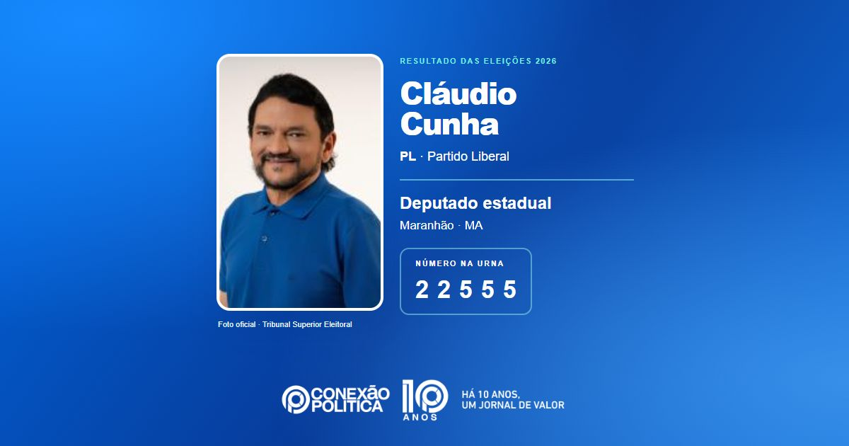 Foto oficial de Deputado Estadual — Eleições 2026: Cláudio Cunha, do PL, é eleito deputado estadual no MA com 49.394 votos