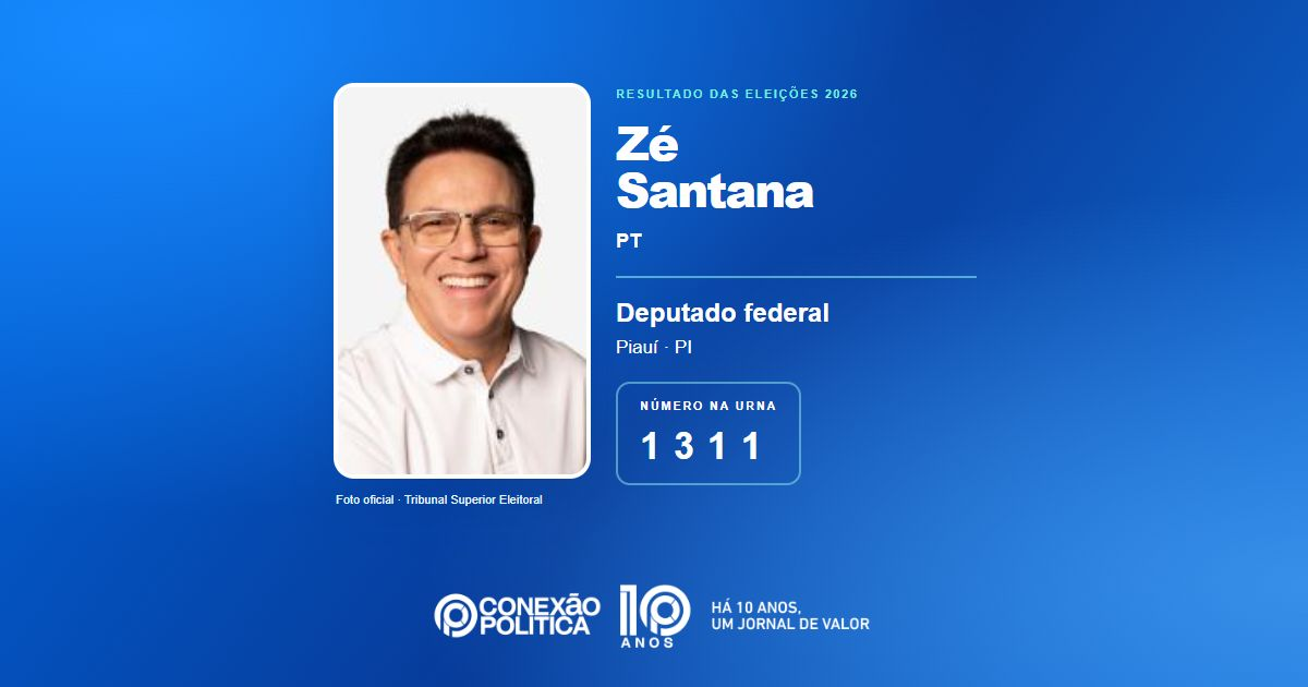 Foto oficial de Deputado Federal — Eleições 2026: Zé Santana, do PT, é eleito deputado federal no PI com 132.210 votos
