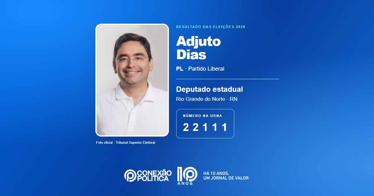 Foto oficial de Deputado Estadual — Eleições 2026: Adjuto Dias, do PL, é eleito deputado estadual no RN com 37.874 votos