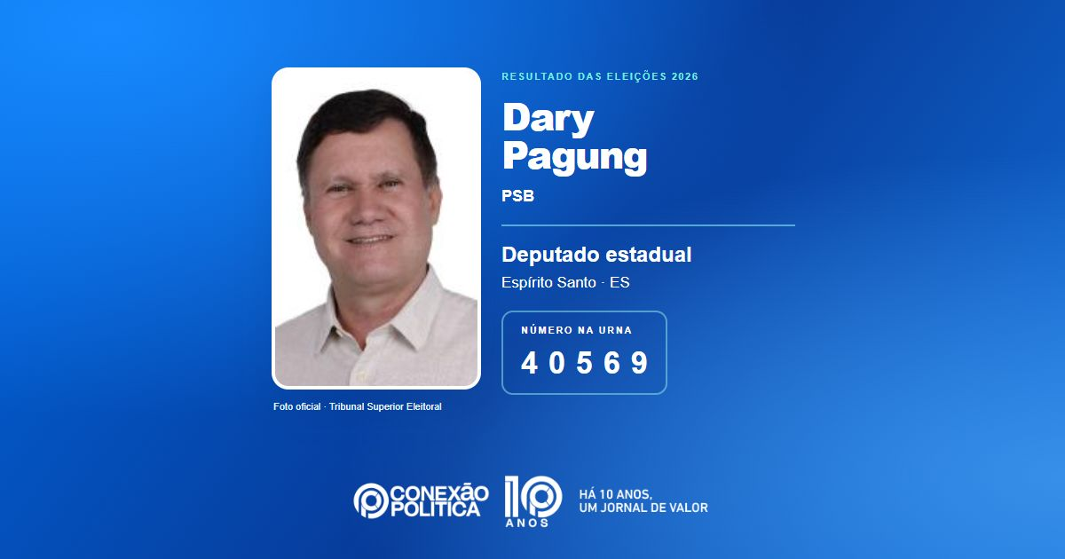 Foto oficial de Deputado Estadual — Eleições 2026: Dary Pagung, do PSB, é eleito deputado estadual no ES com 29.706 votos