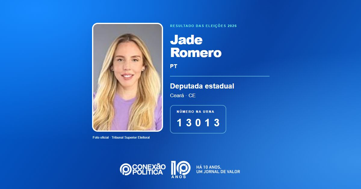 Foto oficial de Deputado Estadual — Eleições 2026: Jade Romero, do PT, é eleita deputada estadual no CE com 85.490 votos