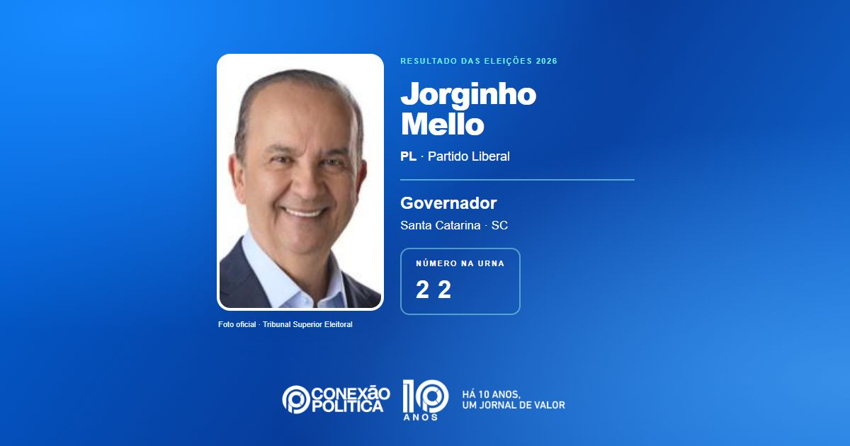 Foto oficial de Governador — Eleições 2026: Jorginho Mello, do PL, é eleito governador em SC com 2.942.386 votos